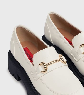 White Buckle Front Chunky Loafers New Look