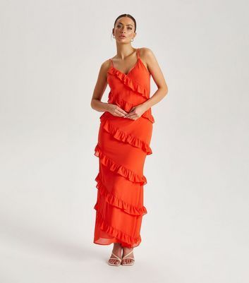 Red Ruffle Tiered Maxi Dress New Look