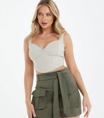 Olive Belted Cargo Mini Skirt New Look