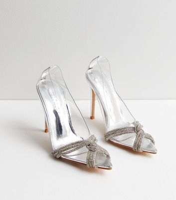 Clear Crystal Embellished Stiletto Heel Court Shoes New Look
