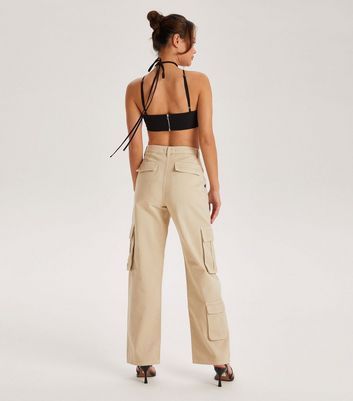 Off White Cotton Cargo Trousers New Look