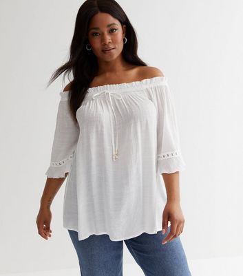 Curves Off White Bardot Top New Look