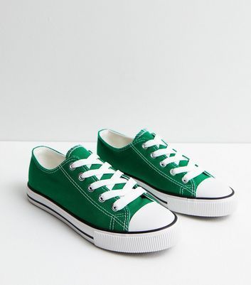 Dark Green Canvas Lace Up Trainers New Look Vegan