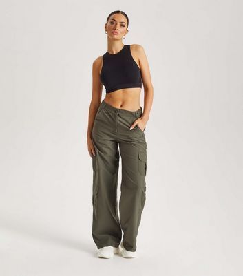 Olive Wide Leg Cargo Trousers New Look
