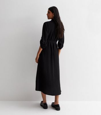 Black Belted Utility Midaxi Shirt Dress New Look