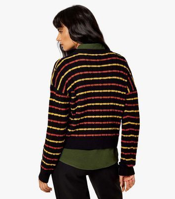 Black Stripe Knit Boxy Jumper New Look