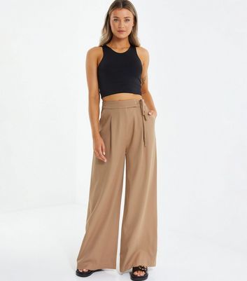 Camel Cotton Wide Leg Trousers New Look