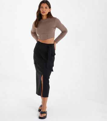 Black Cargo Midaxi Skirt New Look