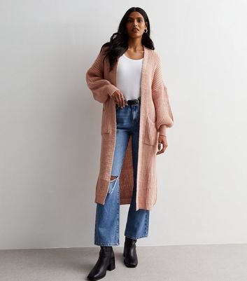 Pale Pink Chunky Knit Long Cardigan New Look