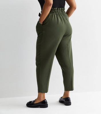 Curves Khaki Belted Trousers New Look