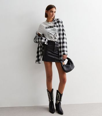 Black Leather-Look Mini Skirt New Look