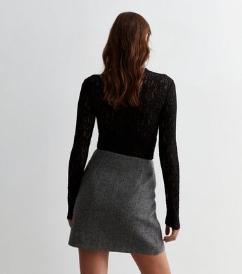 Grey Woven Mini Skirt New Look
