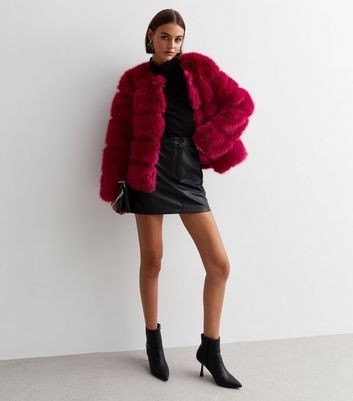 Red Faux Fur Jacket New Look