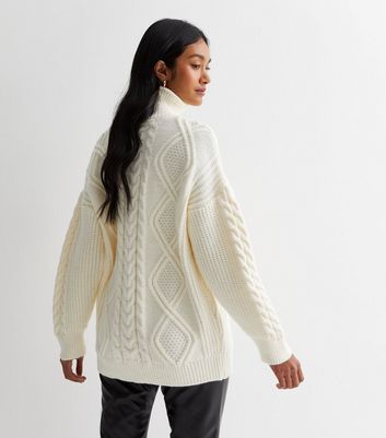 Off White Cable Knit Jumper New Look