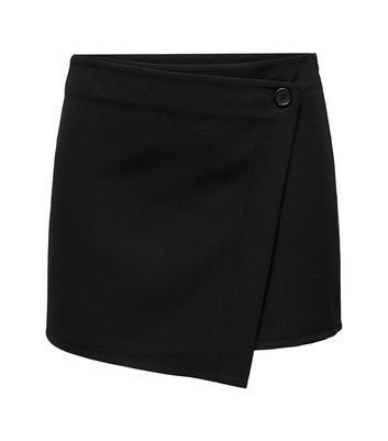 Black Asymmetric Button Up Mini Skirt New Look