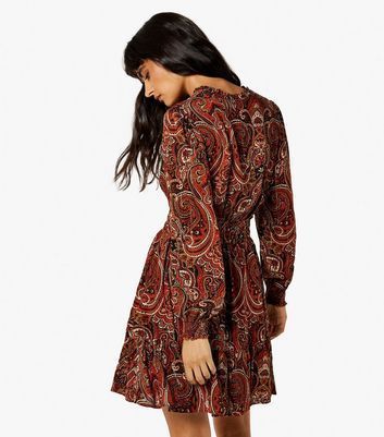 Rust Paisley Print Mini Dress New Look