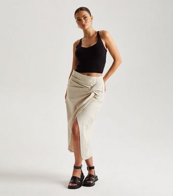 Light Brown Split Hem Midaxi Skirt New Look