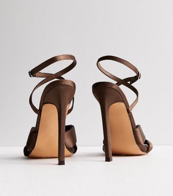 Brown Satin Stiletto Heel Sandals New Look