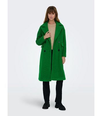 Green Double Breasted Coat New Look