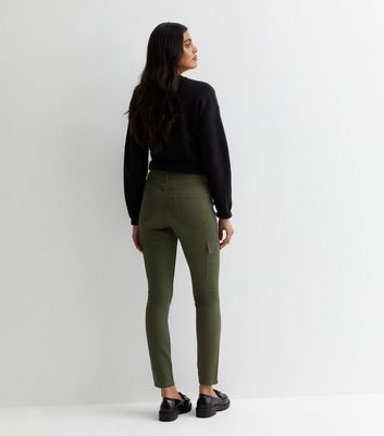 Khaki High Waist Skinny Cargo Jeans New Look