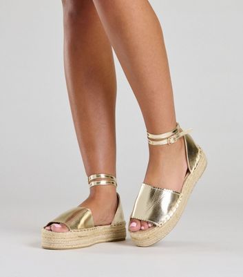 Gold Espadrille Chunky Sandals New Look