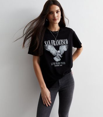 Black Cotton San Francisco Oversized Logo T-Shirt New Look