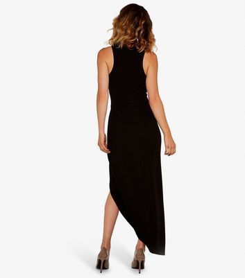 Black Crinkle Jersey Halter Neck Split Hem Midaxi Dress New Look