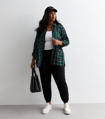 Curves Green Cotton Check Shirt New Look