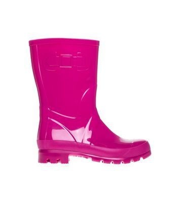 Bright Pink Calf Jelly Boots New Look