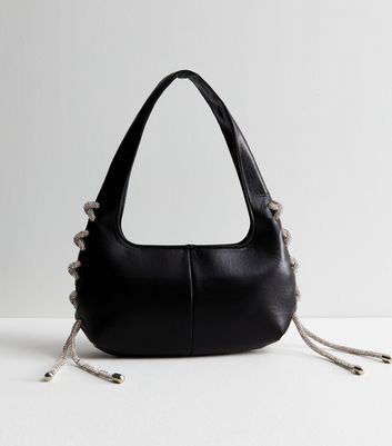 Black Diamanté Shoulder Bag New Look