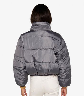 Grey Cropped Puffer Jacket New Look