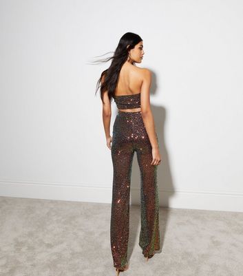 Multicolour Sequin Flared Trousers New Look
