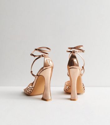 Rose Gold Flared Heel Sandals New Look
