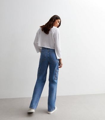 Tall Blue Cargo Jeans New Look