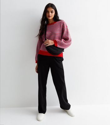 Pink Stripe Stitch Knit Jumper New Look
