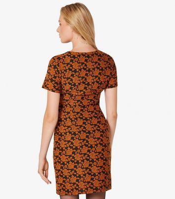 Rust Rose Print Jacquard Mini Dress New Look