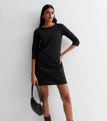 Black 3/4 Sleeve Mini T-Shirt Dress New Look