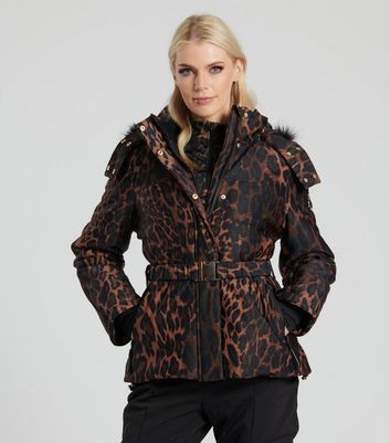 Brown Leopard Print Padded Ski Jacket New Look