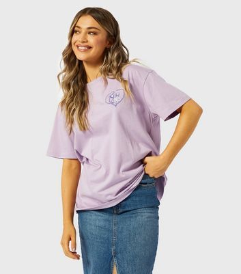 Light Purple Cotton Nightmare Before Christmas Logo T-Shirt New Look