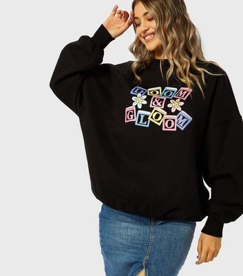 Black Doom and Gloom Logo Oversized Sweatshirt New Look