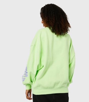 Light Green Overthinkers Club Logo Oversized Sweatshirt New Look