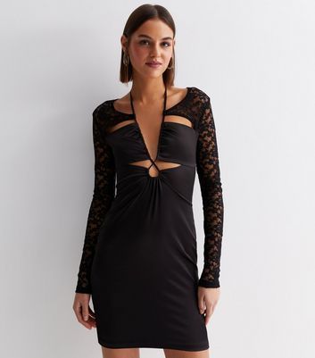 Black Lace Mini Dress New Look