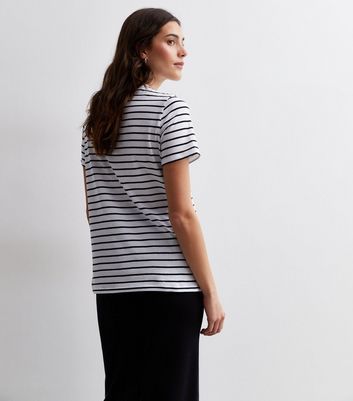 White Stripe Cotton T-Shirt New Look
