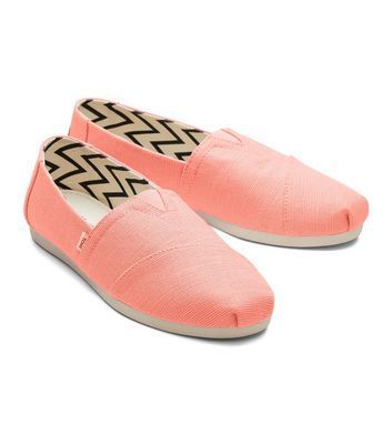 Coral Canvas Slip On Espadrilles New Look