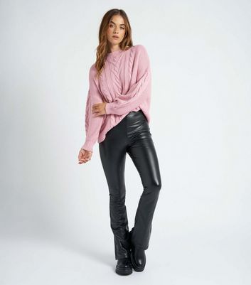 Pink Cable Knit Crew Neck Jumper New Look