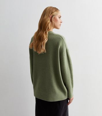 Olive Knit Crew Neck Oversized Jumper New Look