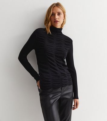 Black Fine Knit Textured Top New Look