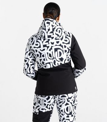 Black & White Graffiti Ice Ski Jacket New Look
