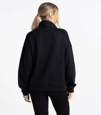 Black Recoup II Half Zip Sweatshirt New Look