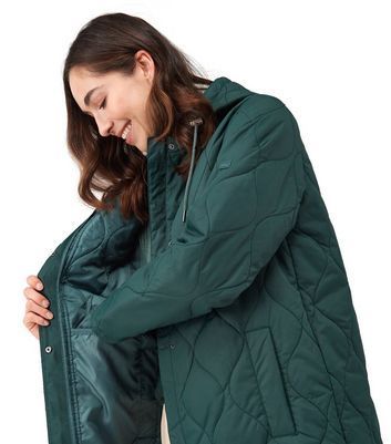 Green Jaycee Hooded Quilted Jacket New Look